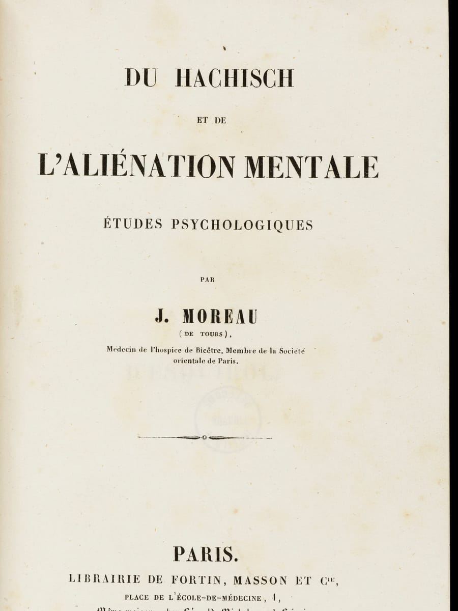 Page de titre de Du hachisch et de l’aliénation mentale, Paris, 1845